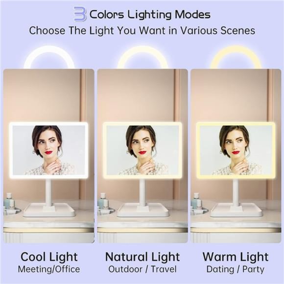 Rechargeable Makeup Mirror with Lights, 96 LED Lighted Makeup Vanity Mirror - Picture 3 of 6